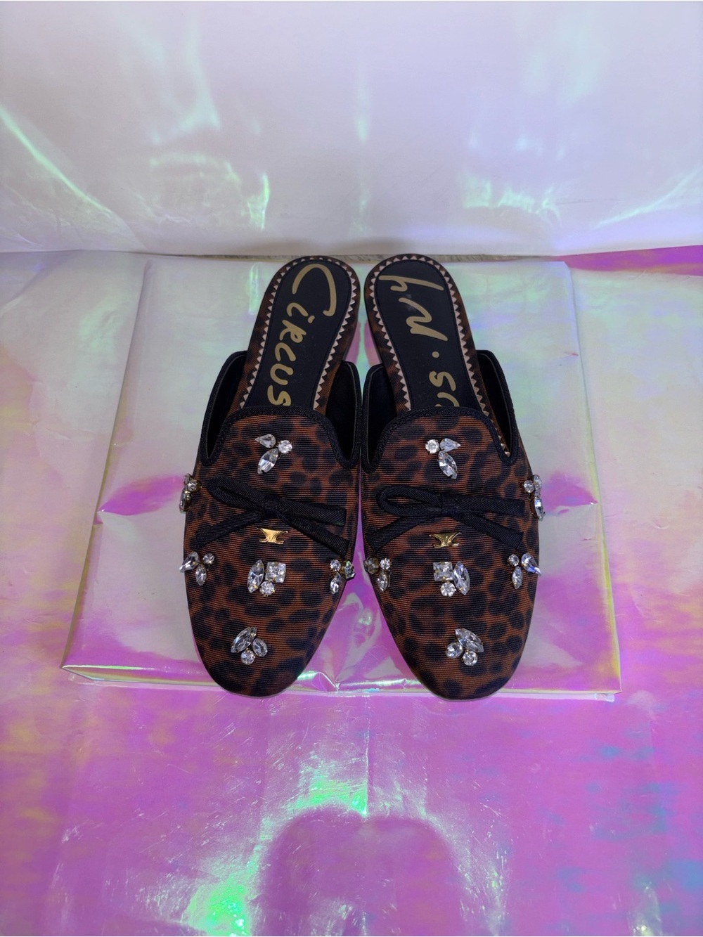 Circus by Sam Edelman Leopard Crystal-Embellished Slip-On Mules - Brown - Picture 5 of 13